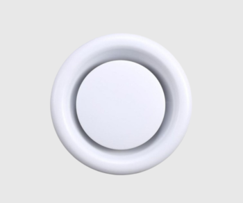 Bouche d'extraction circulaire en plastique blanc pour système de ventilation VMC.